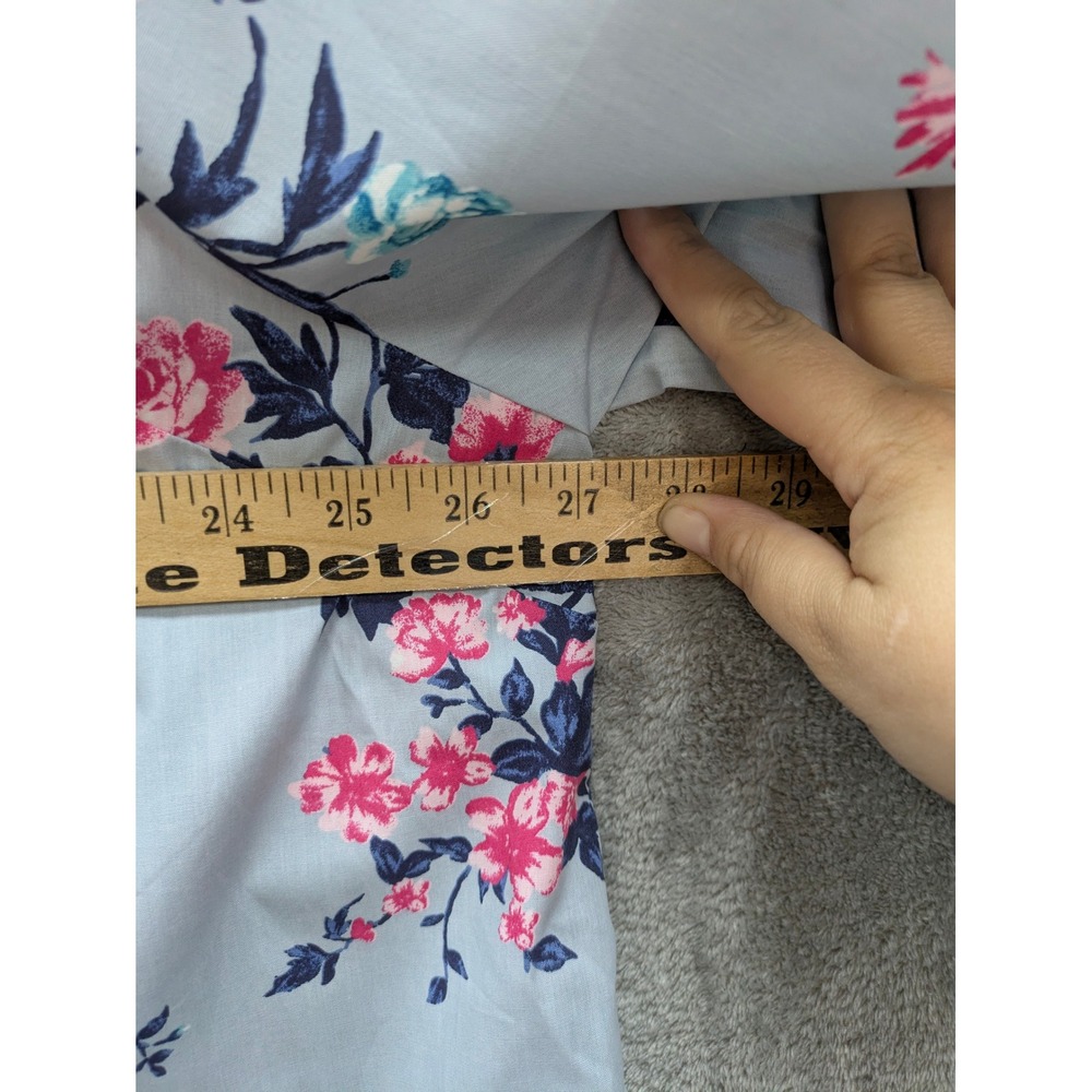 Cottagecore Floral Button Down‎ Shirt Womens 26W Roaman's Blue Pink Long Sleeve - Picture 2 of 7